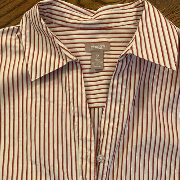 Chico’s striped button down. Size 2 (L/10). - Picture 2 of 7